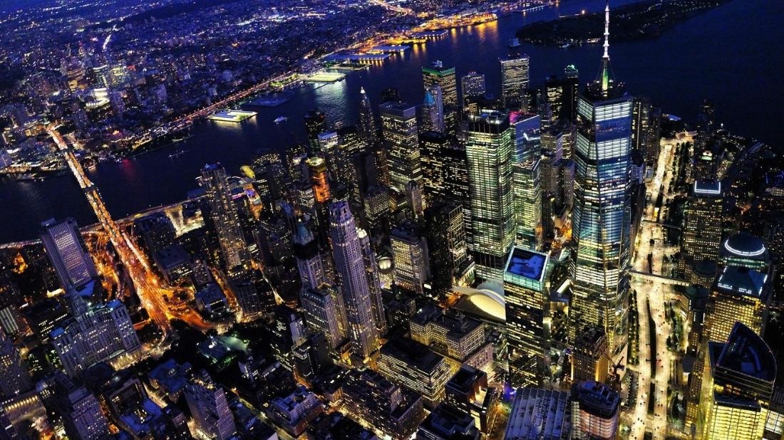 Nueva York vista aérea de noche